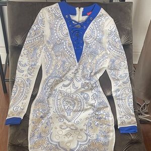 White Royal Blue Dress